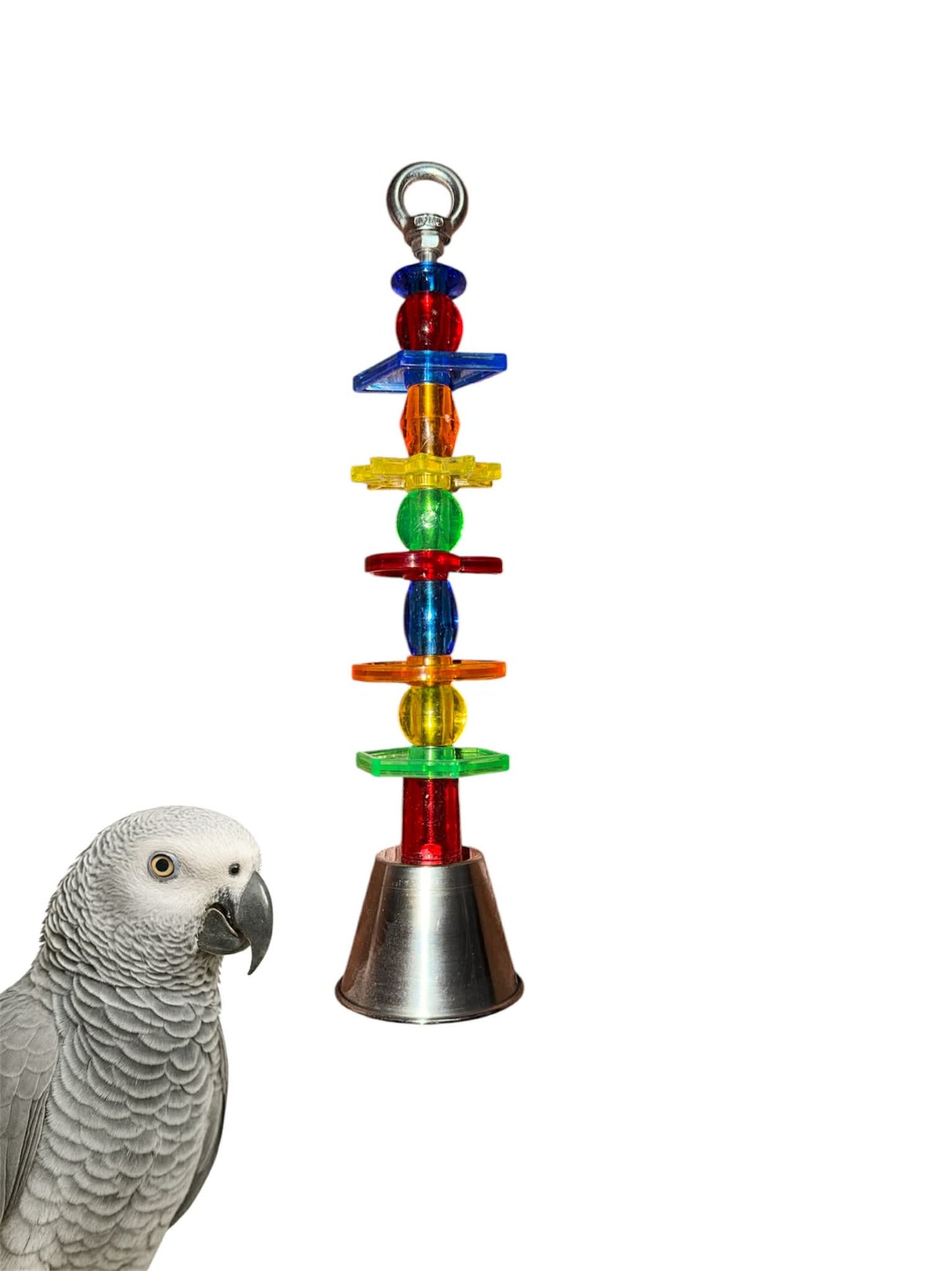 Fensievogels RVS Bel met Acryl – Vogelspeelgoed