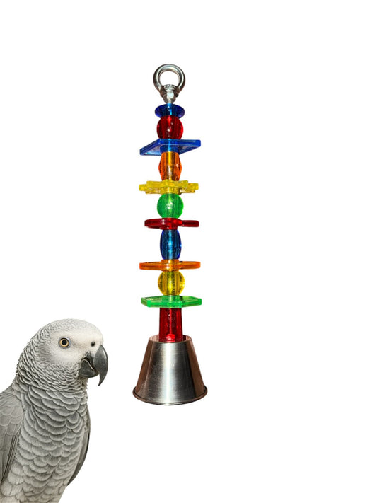 Fensievogels RVS Bel met Acryl – Vogelspeelgoed