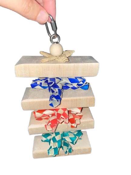 Balsa Blokpret – Palm op RVS Spies 20 cm 3mm dik voor parkieten