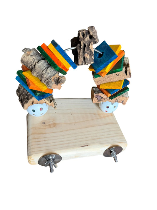 Fensievogels Speelplateau met Kurk & Gekleurde Blokken – Herbruikbare RVS Spies