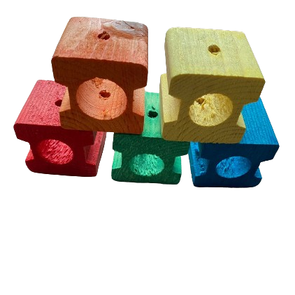 Foerage blokkie kleur (40 x 42 x 44mm)  – Creatieve Onderdelen voor Vogel Speelgoed
