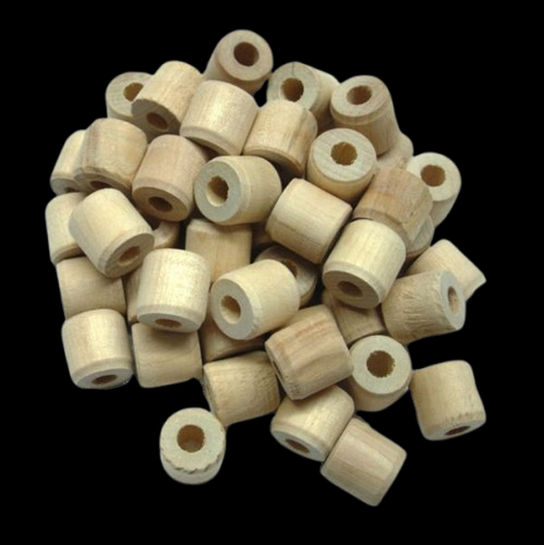 48 Houten Bobins Naturel – ca. 1,6 cm (gat 0,6 cm)