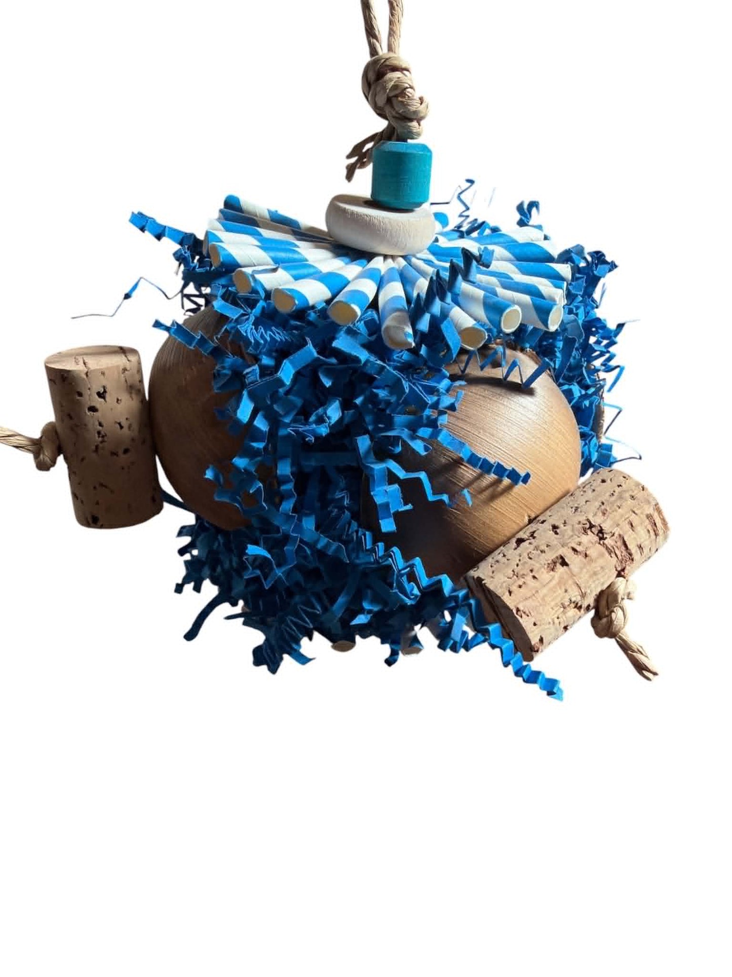 Blue Palm Foerageerbal – Kurk & Papier Vogelspeeltje