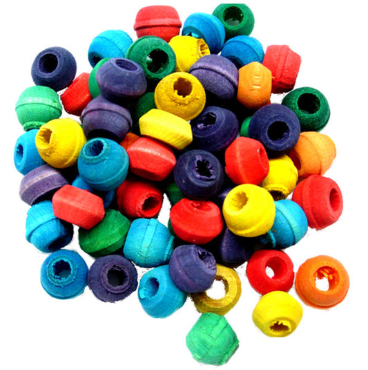 60 Kleine Houten Klosjes – ca. 1 cm (gat 0,4 cm)