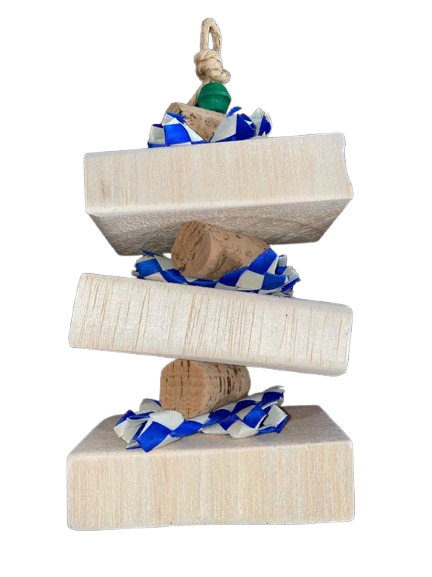 Balsa & Kurken Kraker – 23 cm speelplezier voor kleine sloopvogels parkieten speelgoed
