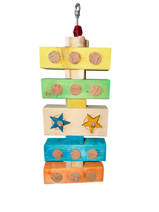 speelgoed voor de grote papegaaien Blokken Pret met Kurk