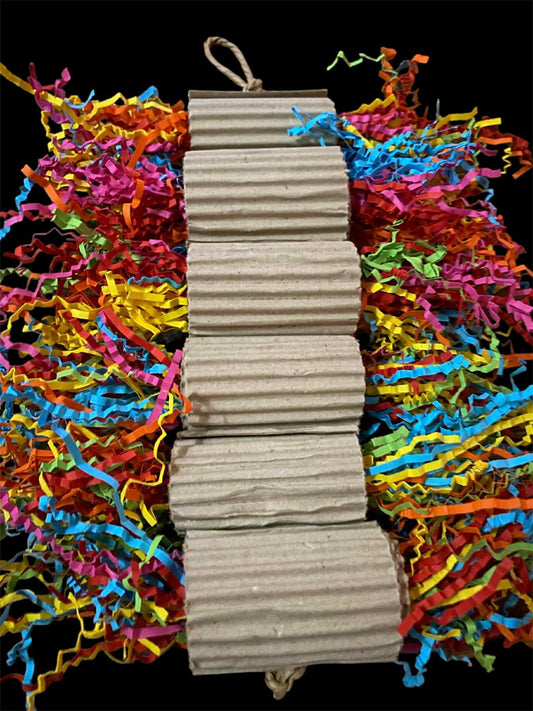 Knabbelfeestje van FensieVogels – Kleurrijk Speeltje met Papiersnippers & Ribbelkarton