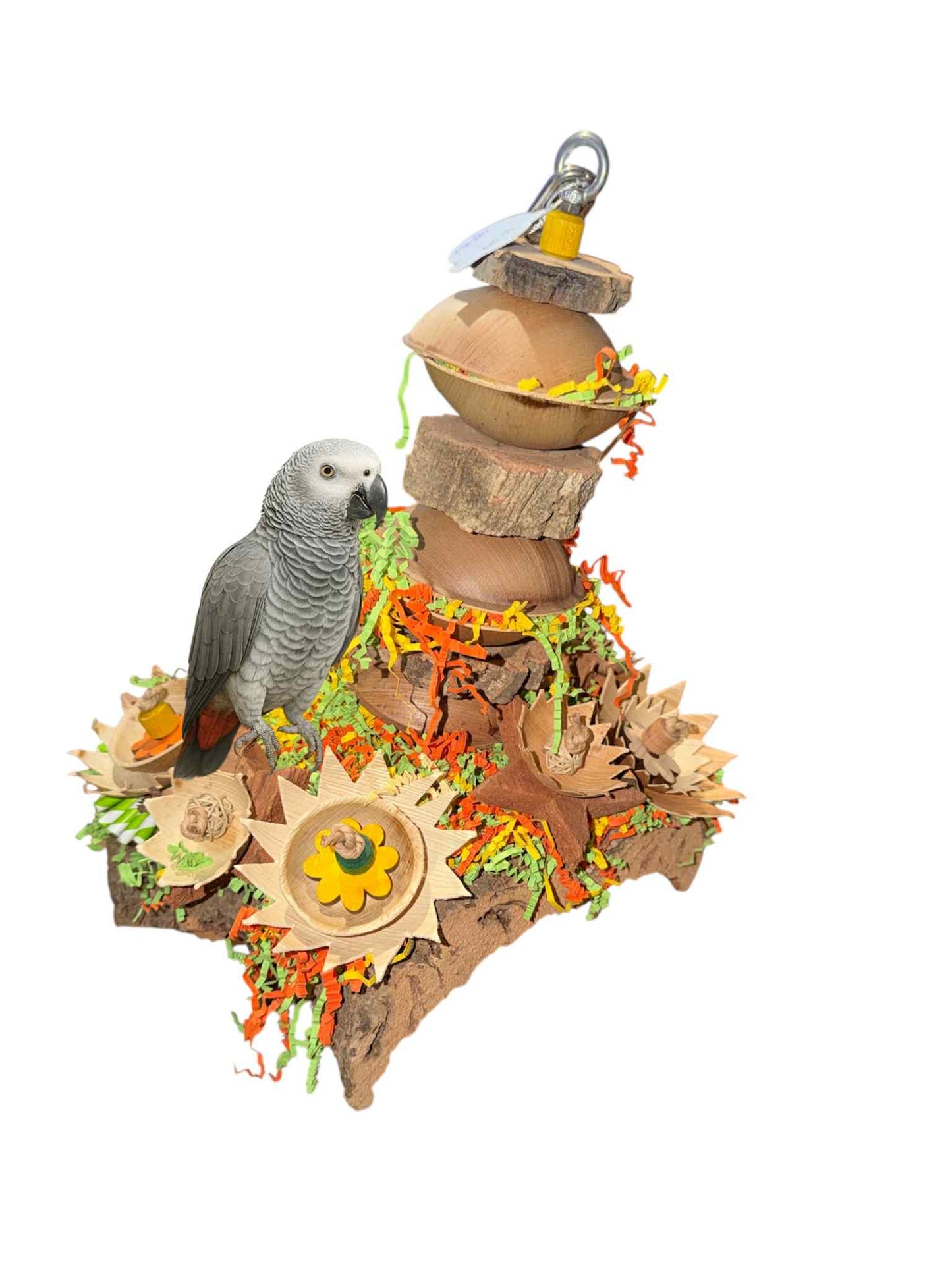 Kurkplaat met RVS Spies & Palm Cups papegaaien speelgoed