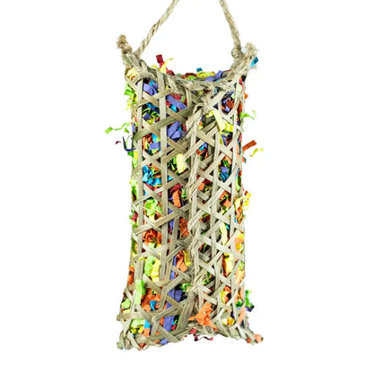 Back Zoo Nature Parakeet Woven Bamboo Pouch