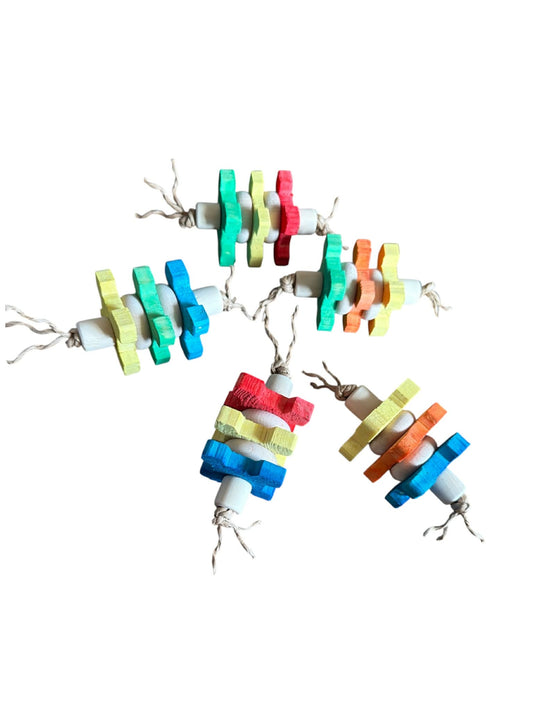 Kleurrijk Voetspeeltje – 10cm voor parkieten & kleine papegaaien