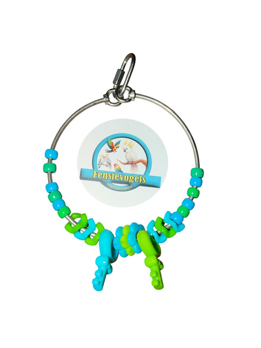 FensieVogels Power Ring – RVS & Acryl Groen/blauw parkieten speelgoed